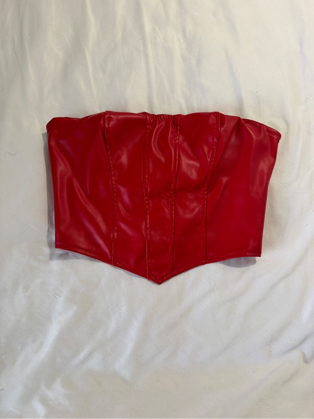SHEIN Strapless PU Leather Corset Top